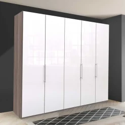 Best Wohnen Schrank in Weiß Glas & Eiche Dunkel - Empresian