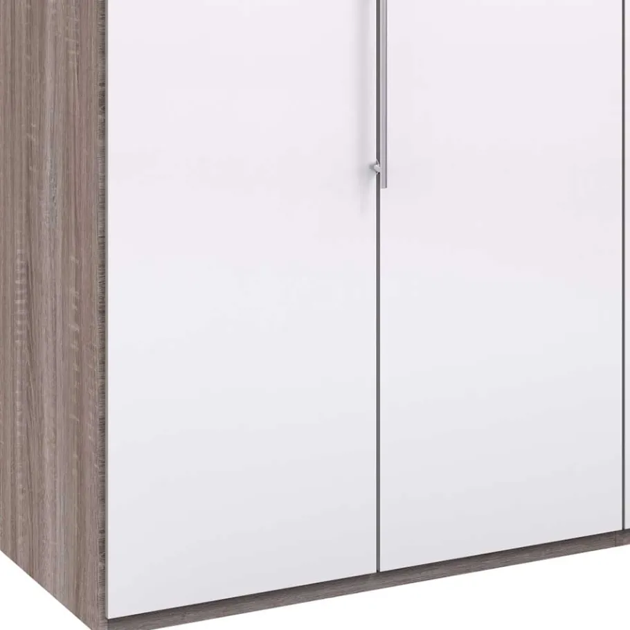 Best Wohnen Schrank in Weiß Glas & Eiche Dunkel - Empresian