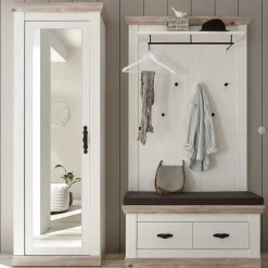 Outlet Wohnen Schrank mit Spiegeltür & Garderobe - Nedita (dreiteilig)