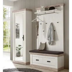 Outlet Wohnen Schrank mit Spiegeltür & Garderobe - Nedita (dreiteilig)