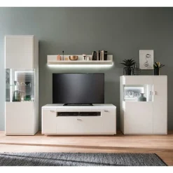 Wohnen Schrankwand Wohnzimmer in Weiß - Hazime (vierteilig)