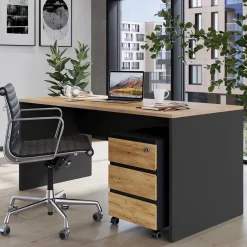Wohnen Schreibtisch & Rollcontainer 158x79 cm - Contrage (zweiteilig)