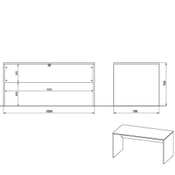 Wohnen Schreibtisch & Rollcontainer 158x79 cm - Contrage (zweiteilig)