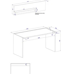 Wohnen Schreibtisch & Wandboard modern - Nonessia (zweiteilig)