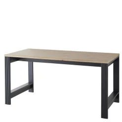 New Wohnen Schreibtisch in Dunkelgrau & Eiche Optik - Joe