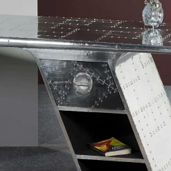 Discount Wohnen Schreibtisch Pilot in Alufarben