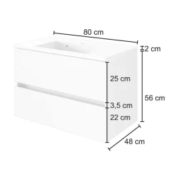 Clearance Wohnen Schubladen Waschtisch in 80cm oder 100cm - Vandan