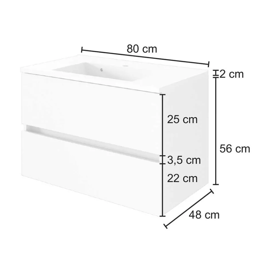 Clearance Wohnen Schubladen Waschtisch in 80cm oder 100cm - Vandan