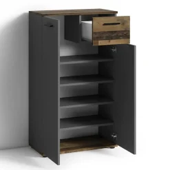 Hot Wohnen Schuhschrank in Anthrazit und Altholz Optik - Vlatu
