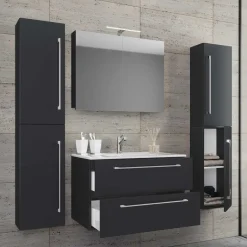 Hot Wohnen Schwarze Badezimmer Einrichtungsset - Gloriella (vierteilig)