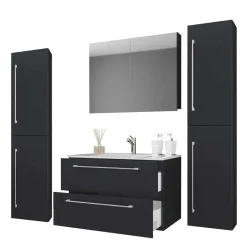 Hot Wohnen Schwarze Badezimmer Einrichtungsset - Gloriella (vierteilig)