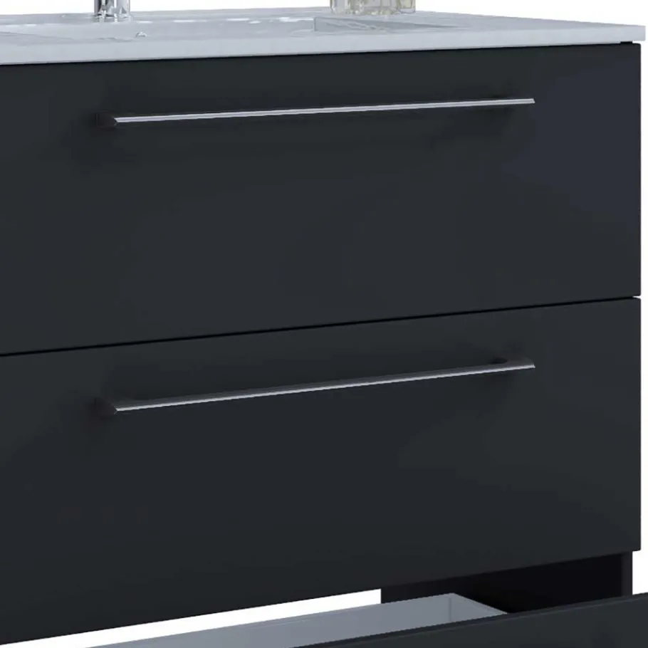 New Wohnen Schwarze Badezimmermöbel mit Weiß - Gloriella (dreiteilig)
