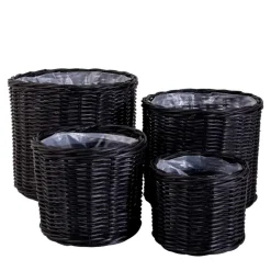 Online Wohnen Schwarze Körbe aus Rattan Geflecht - Swan (vierteilig)