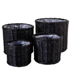 Online Wohnen Schwarze Körbe aus Rattan Geflecht - Swan (vierteilig)