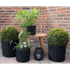 Online Wohnen Schwarze Körbe aus Rattan Geflecht - Swan (vierteilig)