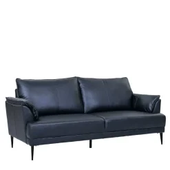 Best Wohnen Schwarze Wohnzimmercouch aus Leder in Vintage Optik - Lagon