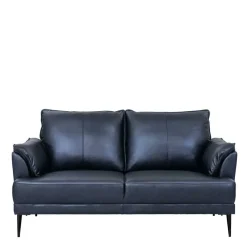 Best Wohnen Schwarze Wohnzimmercouch aus Leder in Vintage Optik - Lagon