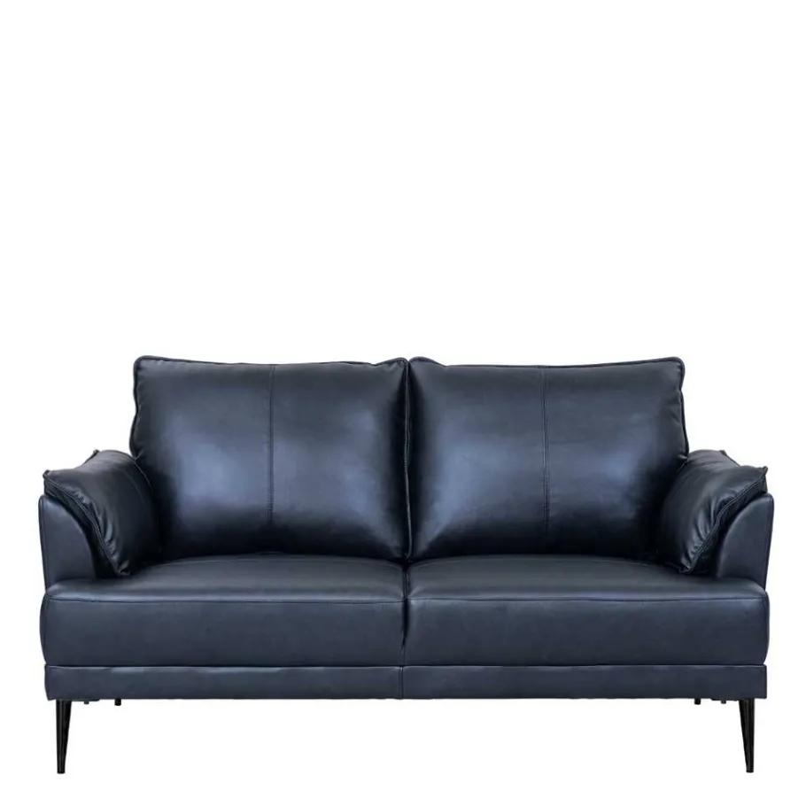 Best Wohnen Schwarze Wohnzimmercouch aus Leder in Vintage Optik - Lagon