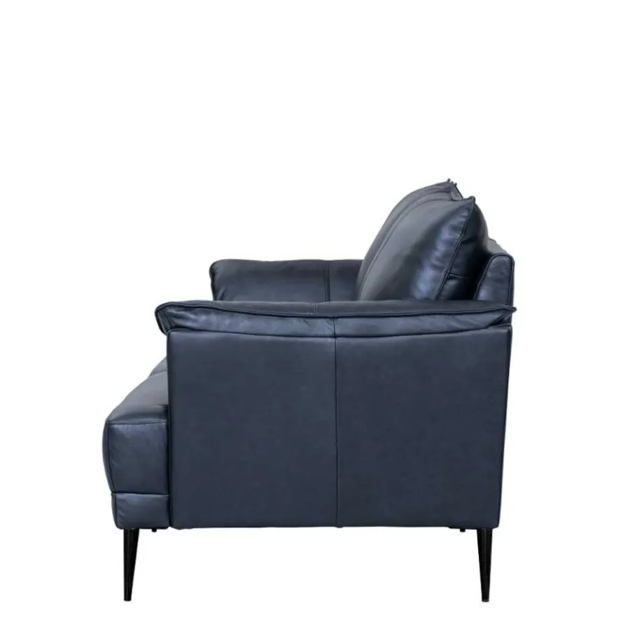 Best Wohnen Schwarze Wohnzimmercouch aus Leder in Vintage Optik - Lagon
