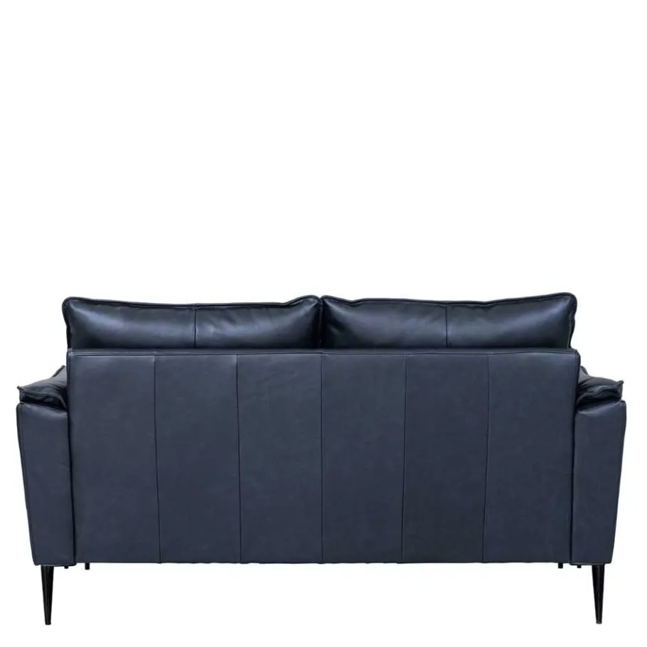 Best Wohnen Schwarze Wohnzimmercouch aus Leder in Vintage Optik - Lagon