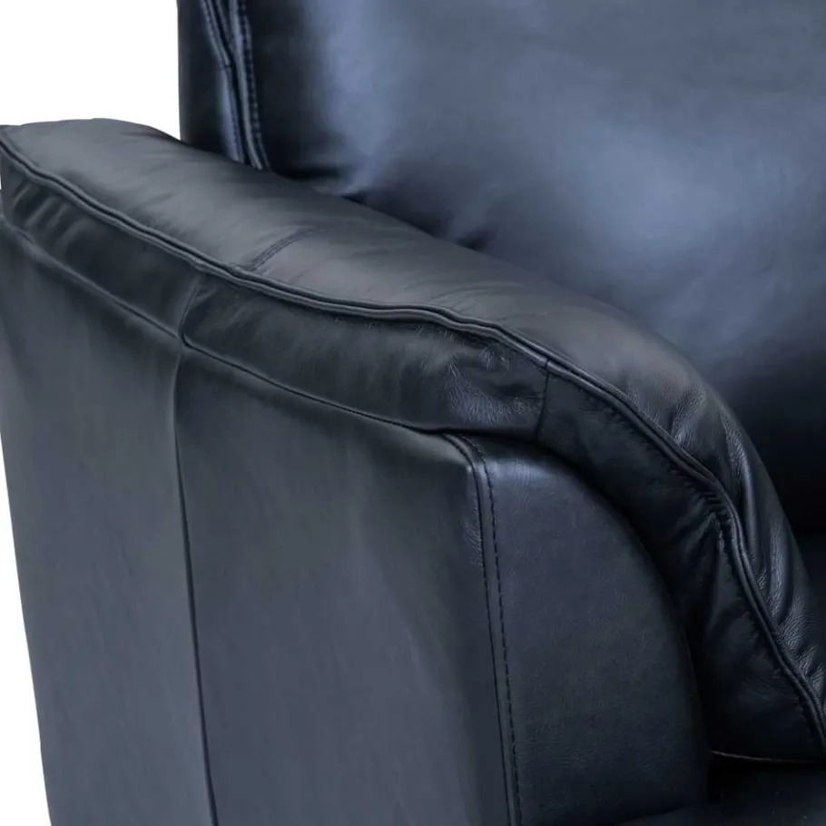Best Wohnen Schwarze Wohnzimmercouch aus Leder in Vintage Optik - Lagon