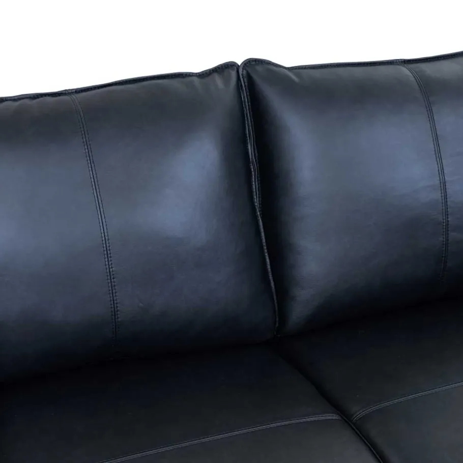 Best Wohnen Schwarze Wohnzimmercouch aus Leder in Vintage Optik - Lagon