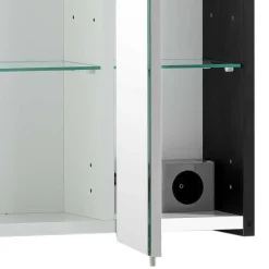 Sale Wohnen Schwarzer Bad-Spiegelschrank 3-türig - Riguna