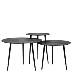 Clearance Wohnen Schwarzer Dreisatztisch aus Metall - Lasperla (dreiteilig)