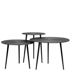 Clearance Wohnen Schwarzer Dreisatztisch aus Metall - Lasperla (dreiteilig)