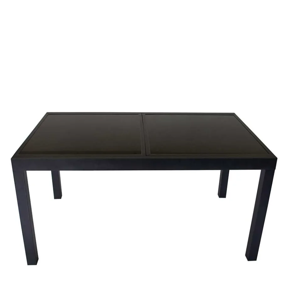 Best Wohnen Schwarzer Gartentisch aus Aluminium & Glas - Chiano