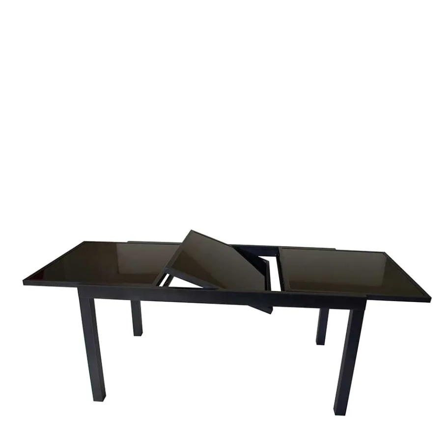 Best Wohnen Schwarzer Gartentisch aus Aluminium & Glas - Chiano