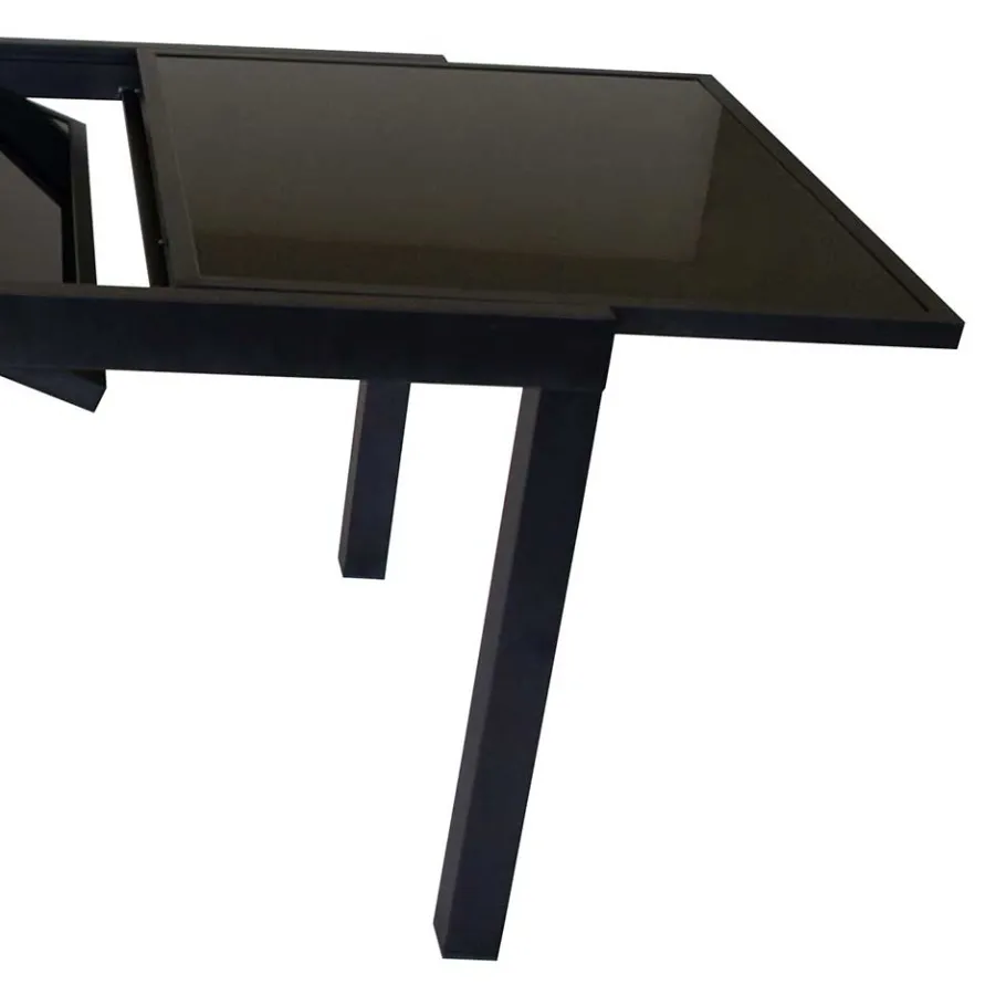 Best Wohnen Schwarzer Gartentisch aus Aluminium & Glas - Chiano