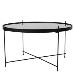 Sale Wohnen Schwarzer Glas Wohnzimmertisch in Rund 70 cm - Chroma