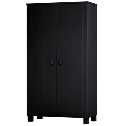 Discount Wohnen Schwarzer Kleiderschrank aus Massivholz - Florida