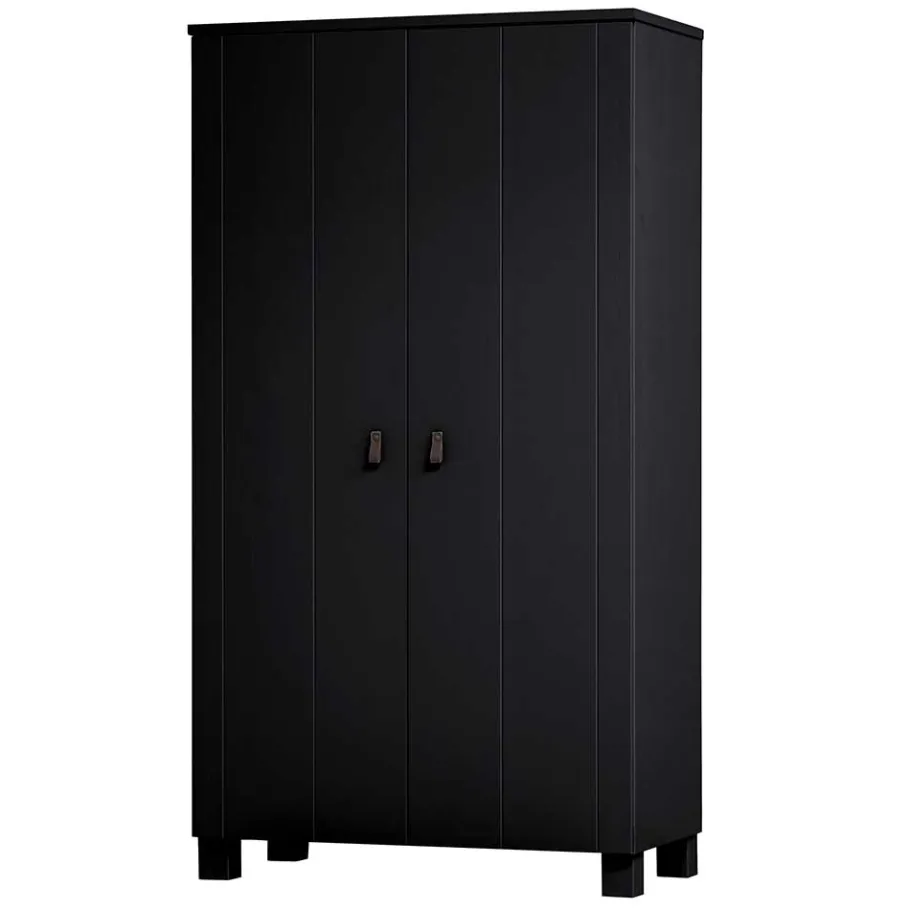 Discount Wohnen Schwarzer Kleiderschrank aus Massivholz - Florida
