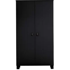 Discount Wohnen Schwarzer Kleiderschrank aus Massivholz - Florida