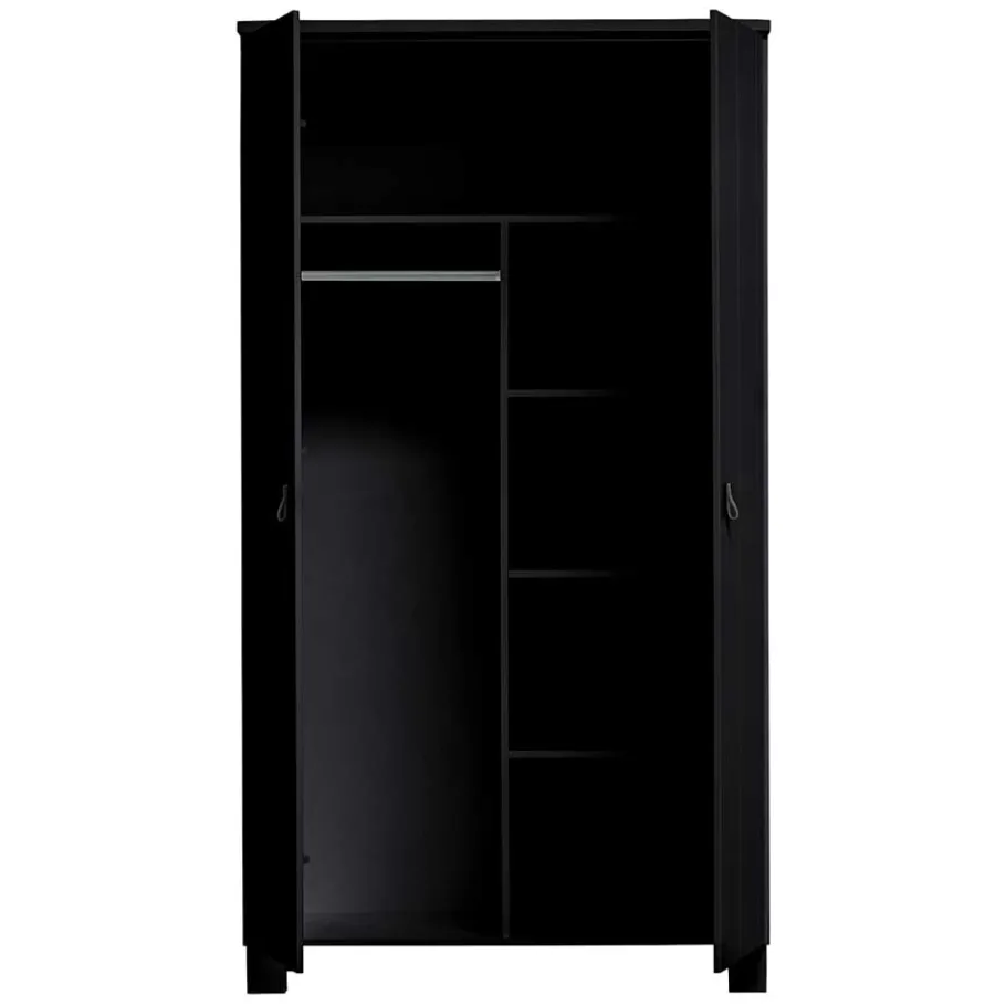 Discount Wohnen Schwarzer Kleiderschrank aus Massivholz - Florida