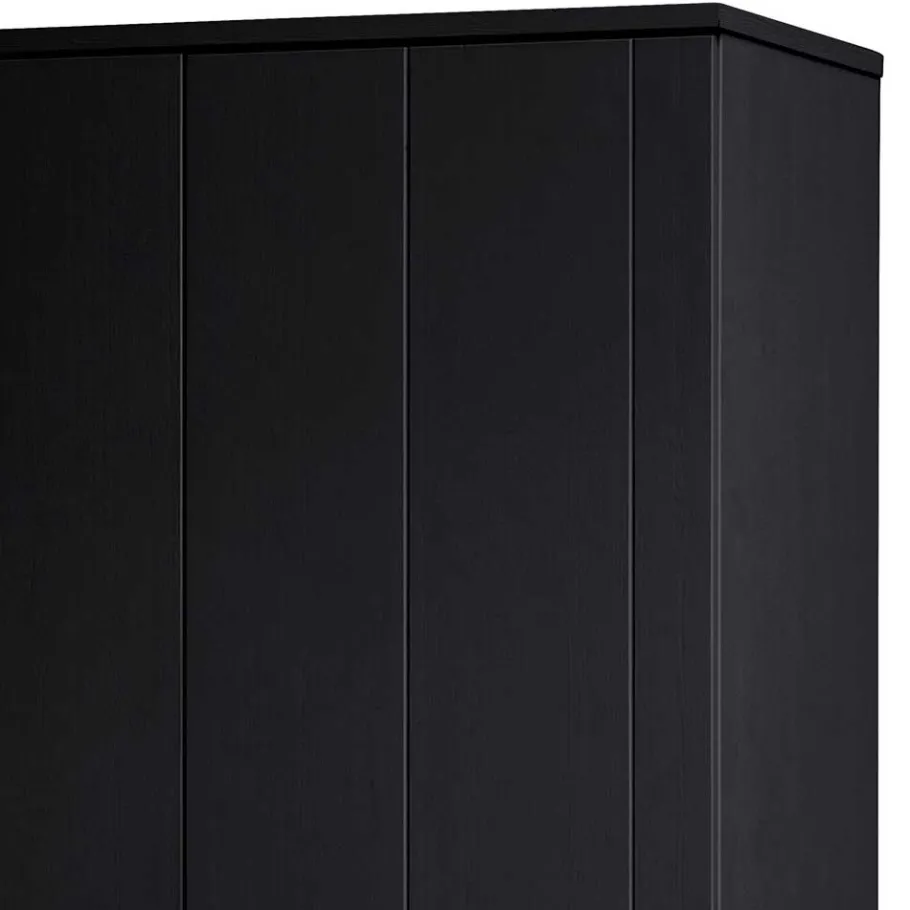 Discount Wohnen Schwarzer Kleiderschrank aus Massivholz - Florida
