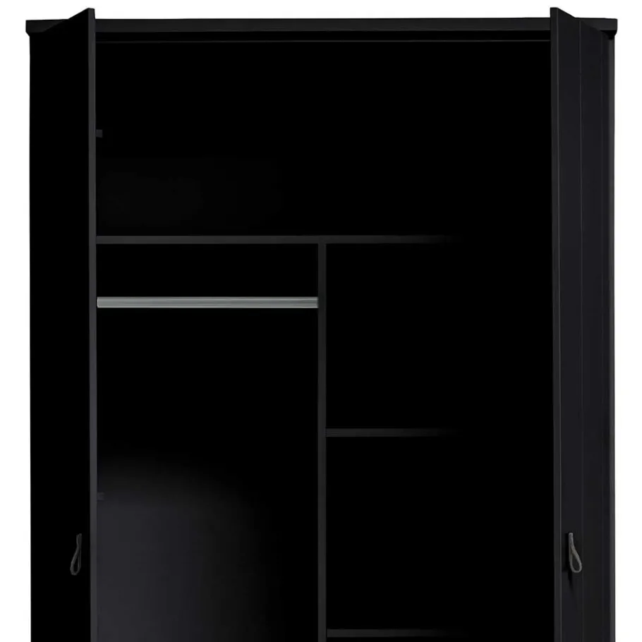 Discount Wohnen Schwarzer Kleiderschrank aus Massivholz - Florida