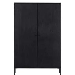 Outlet Wohnen Schwarzer Schrank mit Doppeltür - 100x155x40 - Burgossi