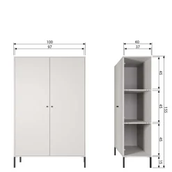 Outlet Wohnen Schwarzer Schrank mit Doppeltür - 100x155x40 - Burgossi
