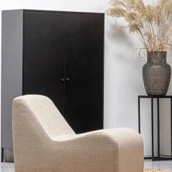 Outlet Wohnen Schwarzer Schrank mit Doppeltür - 100x155x40 - Burgossi