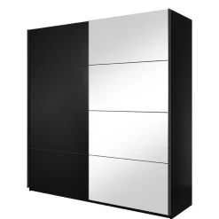 Best Wohnen Schwarzer Schwebetürenschrank mit Spiegel - Excellenta