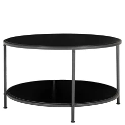 Hot Wohnen Schwarzer Sofatisch mit Ablage in modernem Design - Caveira