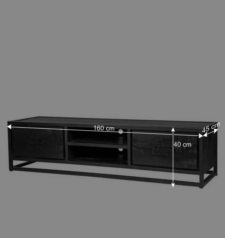 Best Wohnen Schwarzer TV Unterschrank im Industry Stil - Esturado