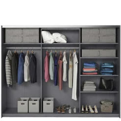 Clearance Wohnen Schwebetüren-Kleiderschrank in Eiche Grau - Carika