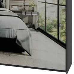 Clearance Wohnen Schwebetüren-Kleiderschrank in Eiche Grau - Carika