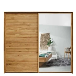 Discount Wohnen Schwebetürenschrank aus Wildeiche mit Spiegel - Divnoi
