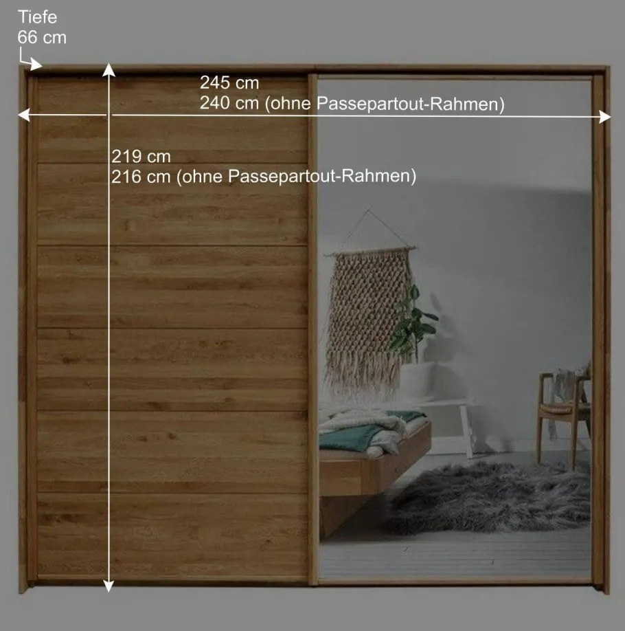 Discount Wohnen Schwebetürenschrank aus Wildeiche mit Spiegel - Divnoi