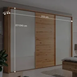 Hot Wohnen Schwebetürenschrank in Kernbuche & Beige - Krofun